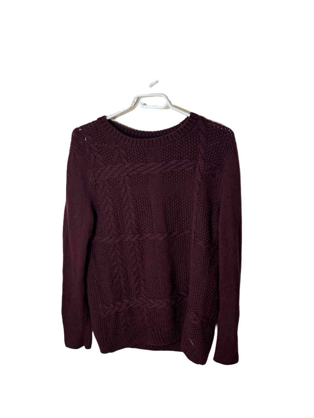 Barbour Women's Wool Cashmere blend Cable Knit Sweater in Deep Burgundy size 14